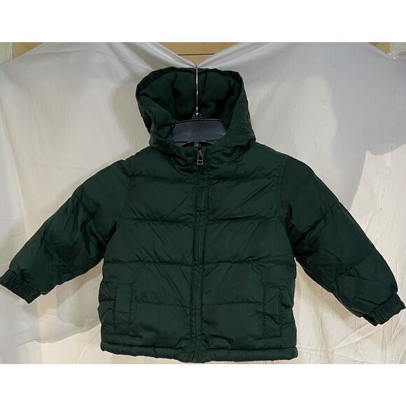 GYMBOREE Kids Puffer Coat Toddler Boy’s Size 2T Green Hood Zip Pockets Fleece - Picture 3 of 9